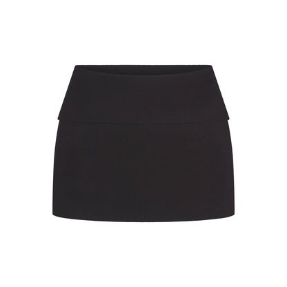 COTTON RIB FOLDOVER MINI SKIRT | SOOT