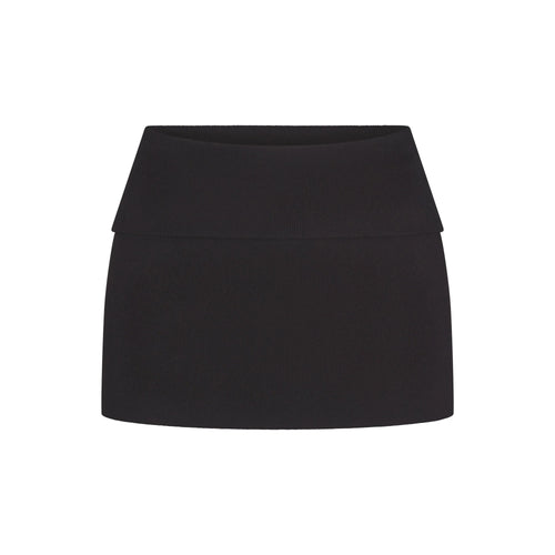 COTTON RIB FOLDOVER MINI SKIRT | SOOT