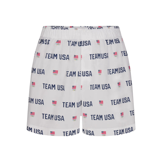 SKIMS FOR TEAM USA COTTON POPLIN SLEEP MENS OLYMPIC BOXER | WHITE