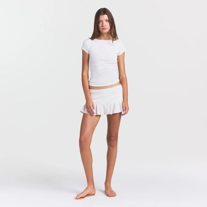 HEAVY POINTELLE BOATNECK TEE | MARBLE