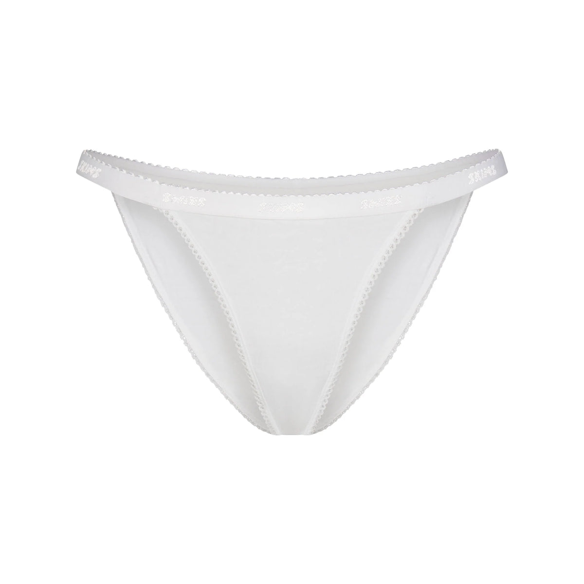 LIGHTWEIGHT COTTON LOGO PICOT STRING BIKINI | SNOW