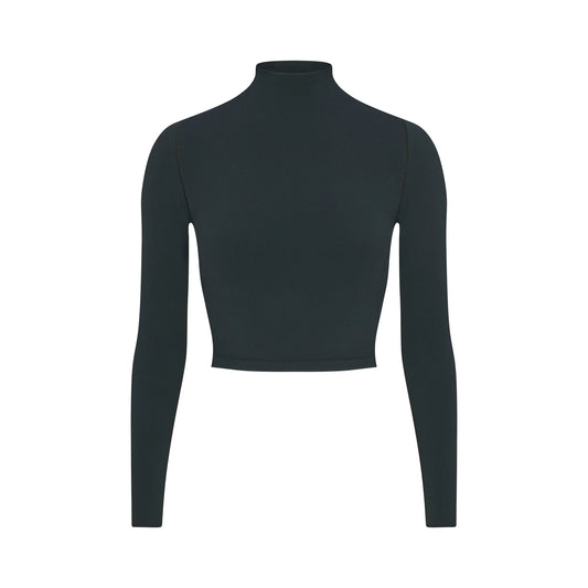 NikeSKIMS VINTAGE SEAMLESS MOCK NECK CROP TOP | DARK TEAL