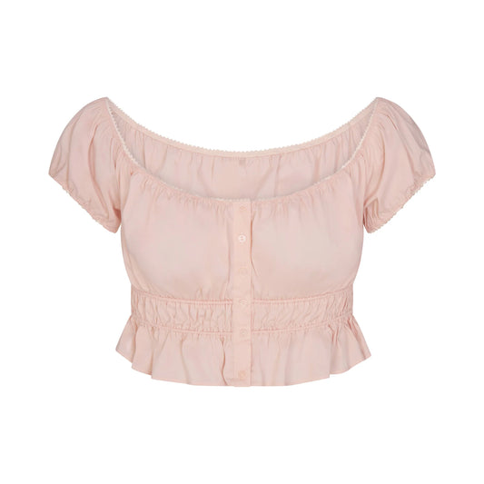 POPLIN APPAREL OFF THE SHOULDER TOP | DUSTY PINK