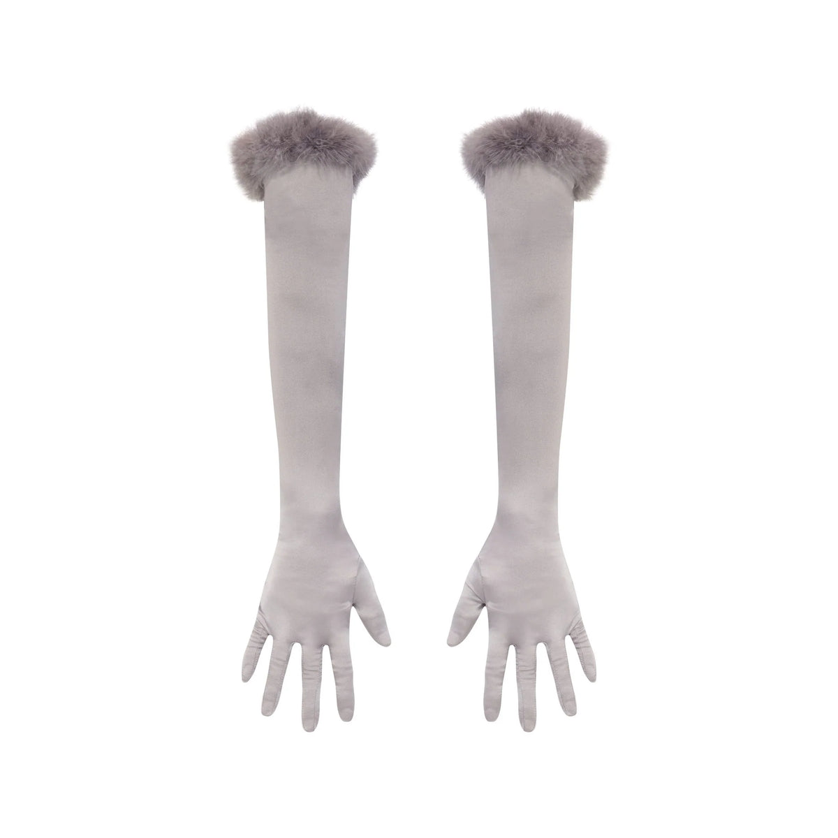 SILK FEATHER TRIM GLOVES | MIRROR