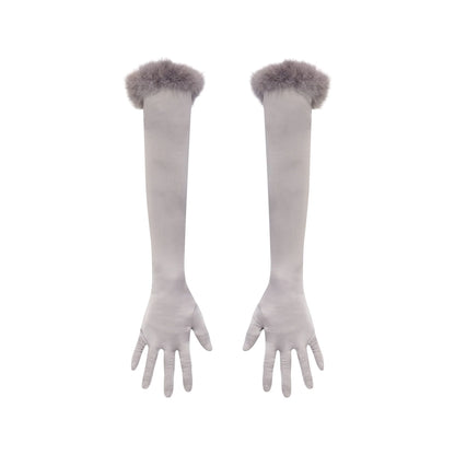 SILK FEATHER TRIM GLOVES | MIRROR