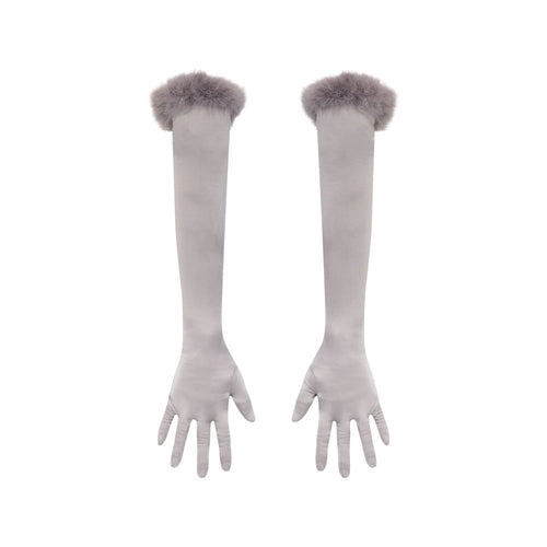 SILK FEATHER TRIM GLOVES | MIRROR