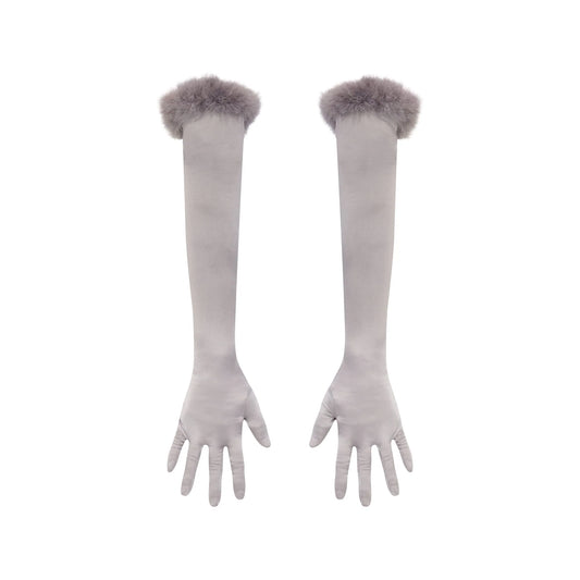 SILK FEATHER TRIM GLOVES | MIRROR