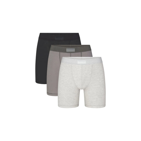 SKIMS COTTON MENS 5" BOXER BRIEF 3-PACK | HEATHER MULTI