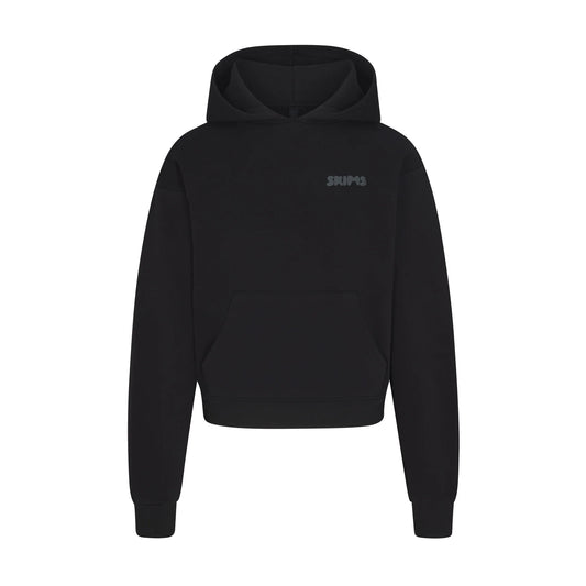 COTTON FLEECE HOODIE WITH EMBOSSED LOGO | ONYX