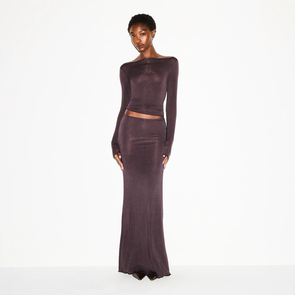 SHEER MODAL LONG SLEEVE BOATNECK TOP | PHOENIX