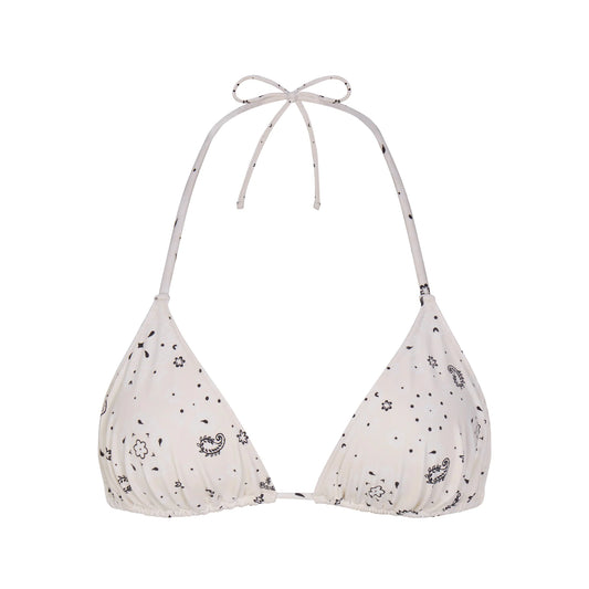 SIGNATURE SWIM TRIANGLE BIKINI TOP | ECRU BANDANA PRINT