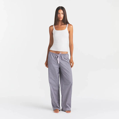 COTTON POPLIN SLEEP OVERSIZED PANT | IRIS MICA NAVY CHECK