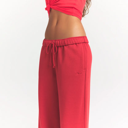 COTTON FLEECE STRAIGHT LEG PANT | WASHED RED