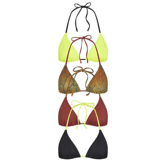SIGNATURE SWIM TRIANGLE BIKINI TOP 4-PACK | OMBRE SNAKE MULTI