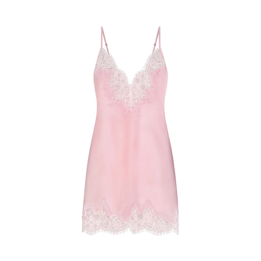 SILK LACE MINI SLIP DRESS | PEONY TONAL
