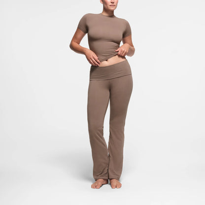 COTTON JERSEY FOLDOVER PANT | TRUFFLE