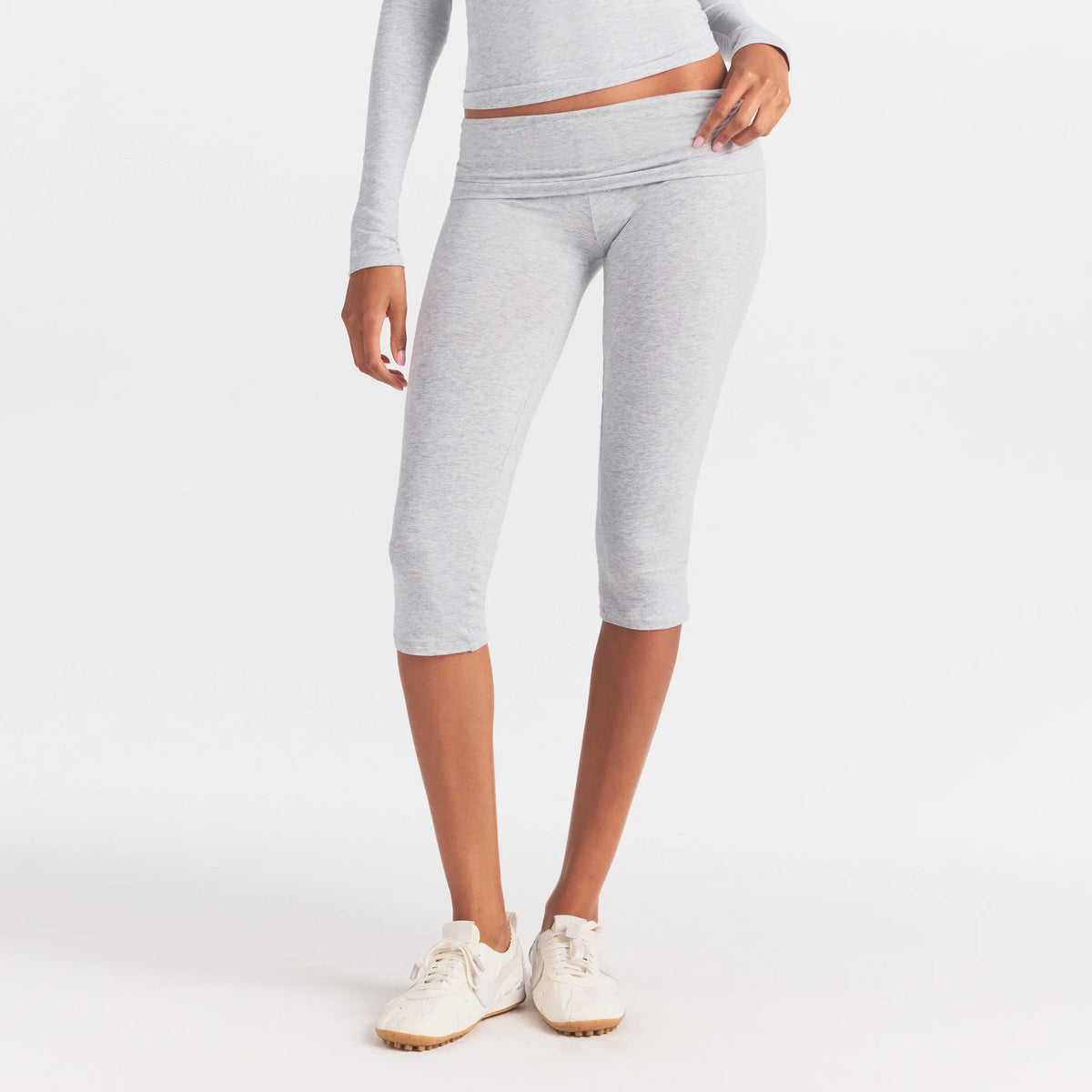 COTTON JERSEY FOLDOVER CAPRI | LIGHT HEATHER GREY