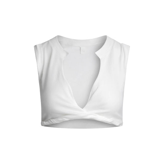 SWIM COVER-UPS COTTON PLUNGE TWIST TOP | SNOW