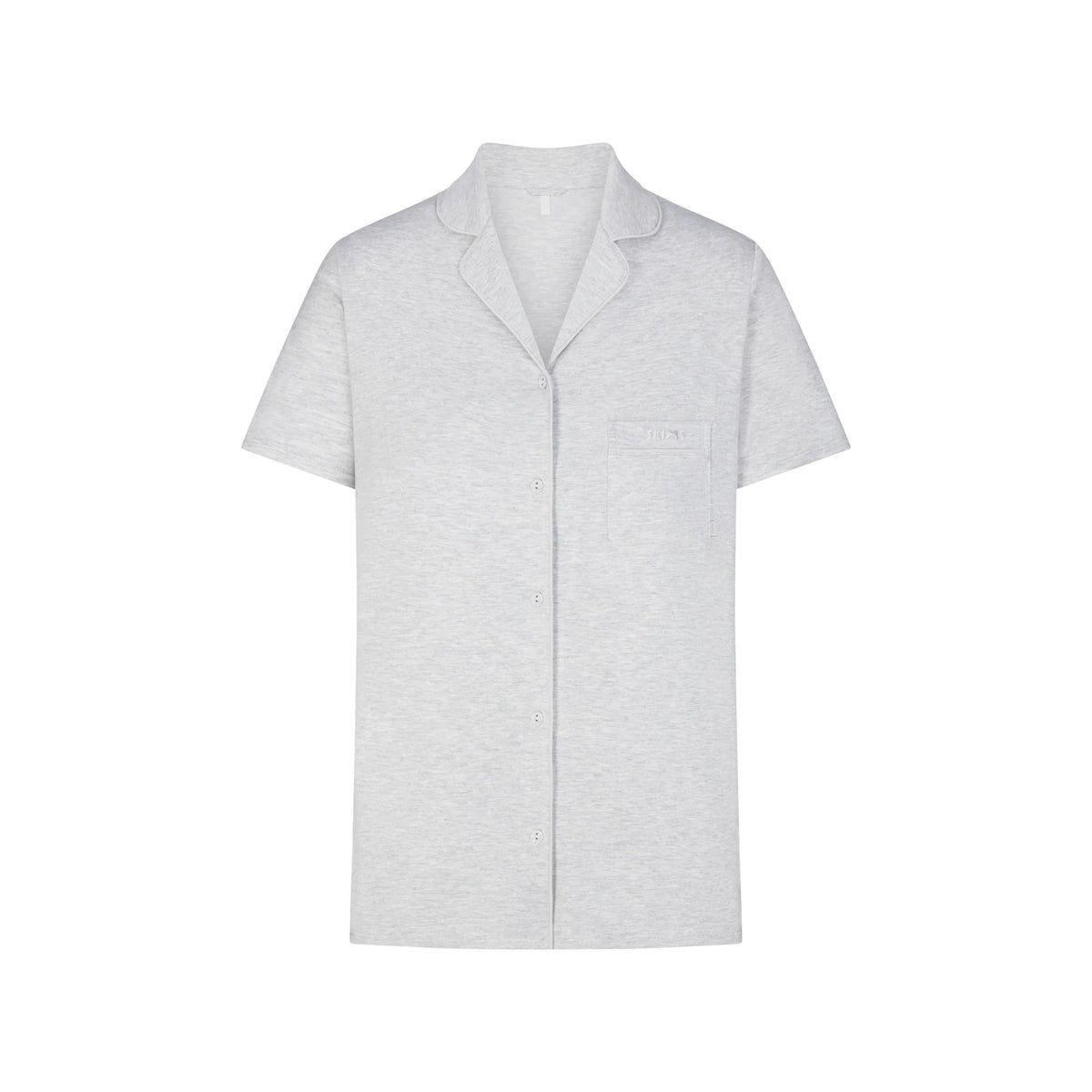 SKIMS SLEEP SHORT SLEEVE BUTTON UP SET | LIGHT HEATHER GREY