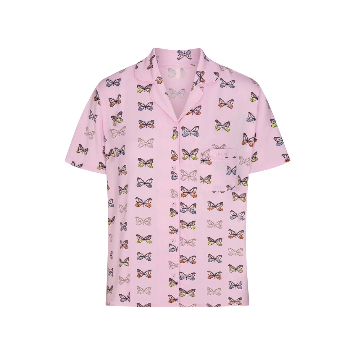 SKIMS SLEEP SHORT SLEEVE BUTTON UP SET | PEONY BUTTERFLY PRINT