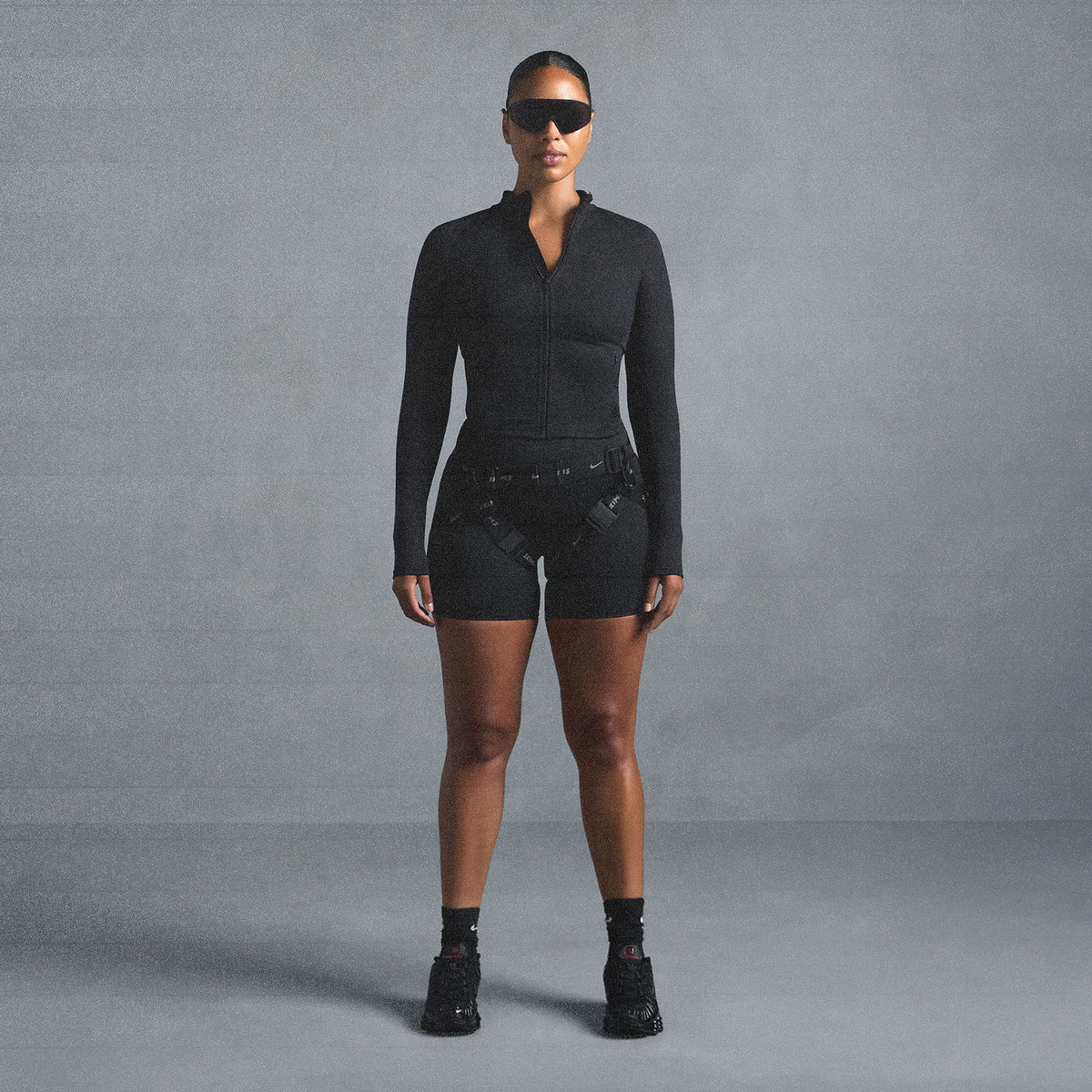 NikeSKIMS MATTE MOCK NECK FULL ZIP JACKET | OBSIDIAN