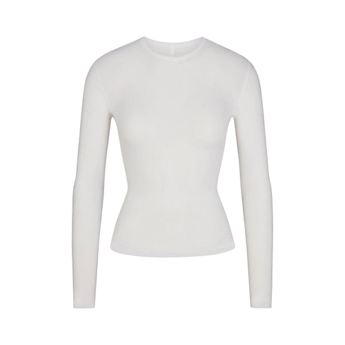 SHEER RIB LONG SLEEVE TOP | SNOW