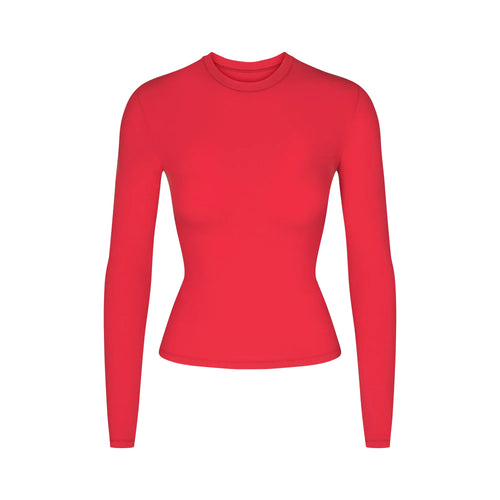 COTTON JERSEY LONG SLEEVE T-SHIRT | RED