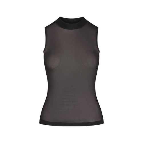 SLINKY KNIT MOCK NECK TANK | OBSIDIAN