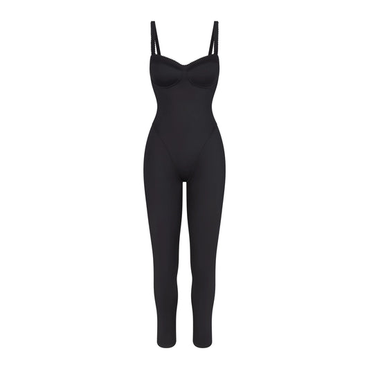 NikeSKIMS SATIN SHINE PANELED 26" ONE PIECE | OBSIDIAN