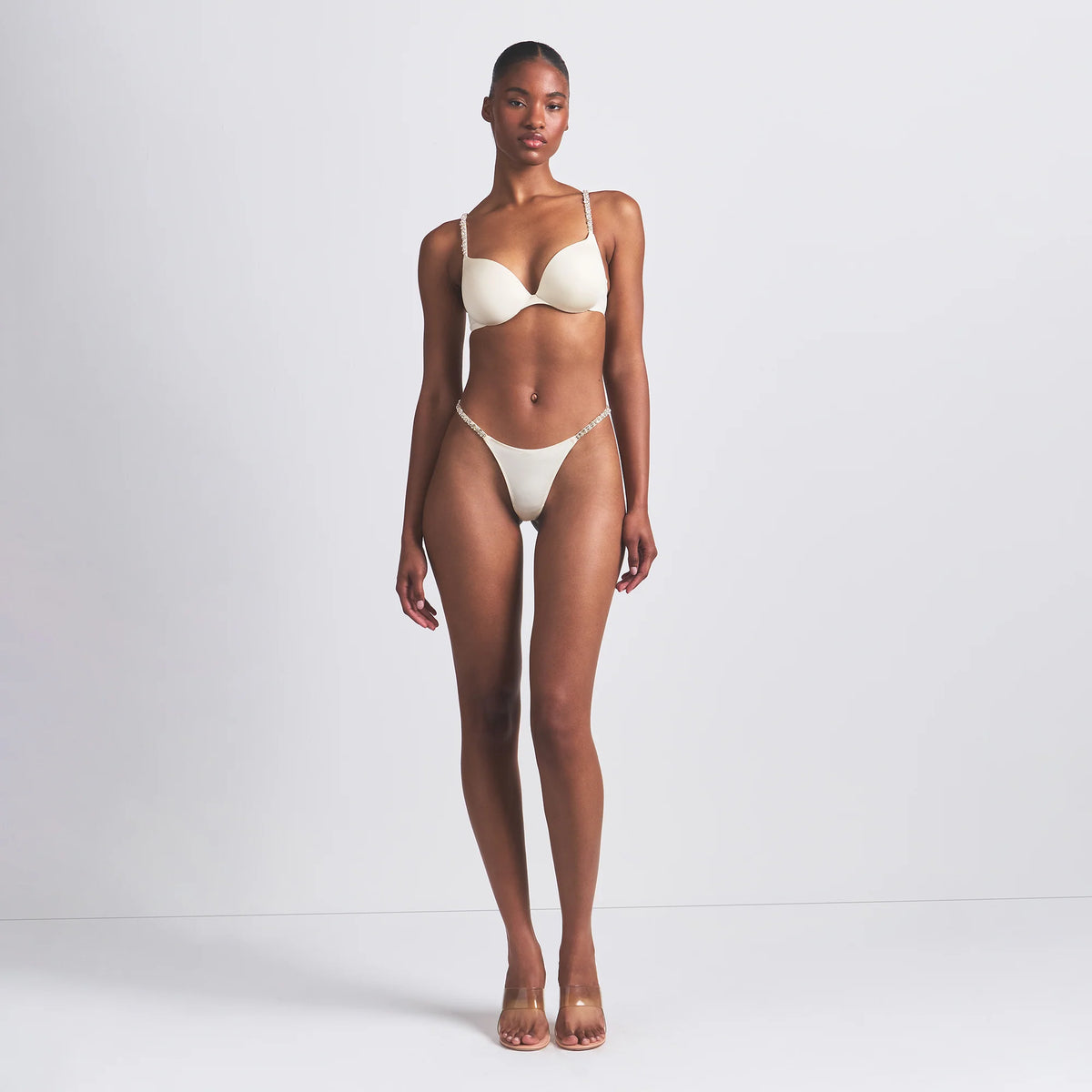 SKIMS ULTIMATE RHINESTONE TEARDROP PUSH-UP BRA | ECRU