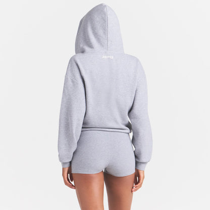 COTTON FLEECE ZIP UP ONESIE | HEATHER GREY