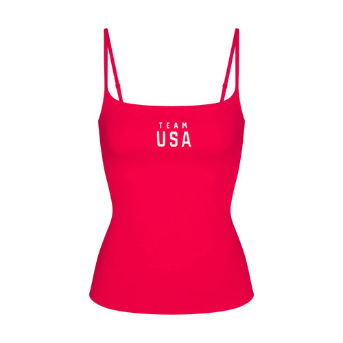 SKIMS FOR TEAM USA COTTON JERSEY OLYMPIC CAMI | RED