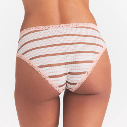 LIGHTWEIGHT COTTON POINTELLE LACE BRIEF | VILLA EGRET RUNWAY STRIPE