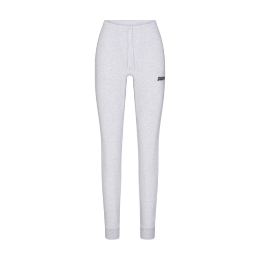 COTTON FLEECE LEGGING WITH EMBOSSED LOGO | LIGHT HEATHER GREY