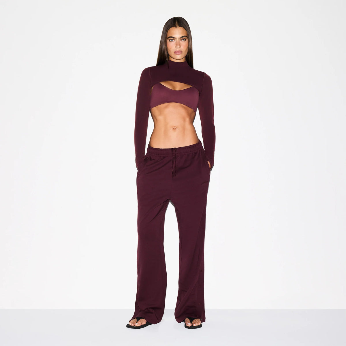 NikeSKIMS MATTE TRICOT SIDE SNAPS PANT | CURRANT