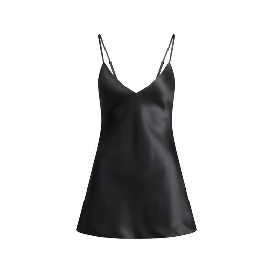 HEAVYWEIGHT SATIN CAMI MINI DRESS | ONYX