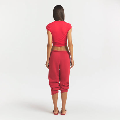COTTON FLEECE JOGGER | WASHED RED