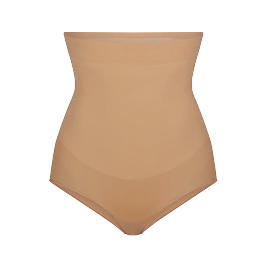 SHEER SEAMLESS HIGH-WAISTED BRIEF | OCHRE