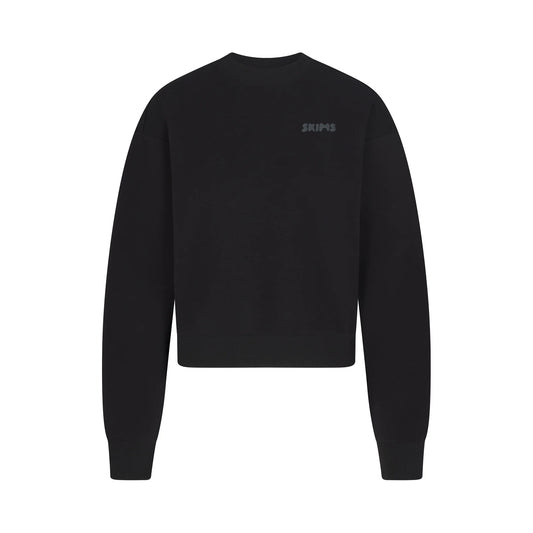 COTTON FLEECE CREWNECK WITH EMBOSSED LOGO | ONYX