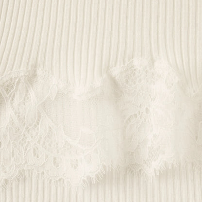 RIB KNIT LACE MINI SKIRT | EGRET