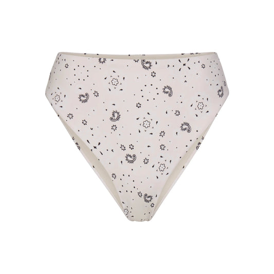 SIGNATURE SWIM HIGH-WAISTED BIKINI BOTTOM | ECRU BANDANA PRINT