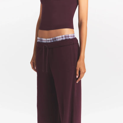 COTTON FLEECE STRAIGHT LEG PANT | CURRANT