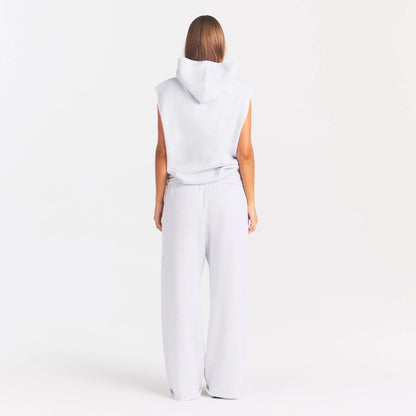 COTTON FLEECE OVERSIZED SLEEVELESS HOODIE | LIGHT HEATHER GREY