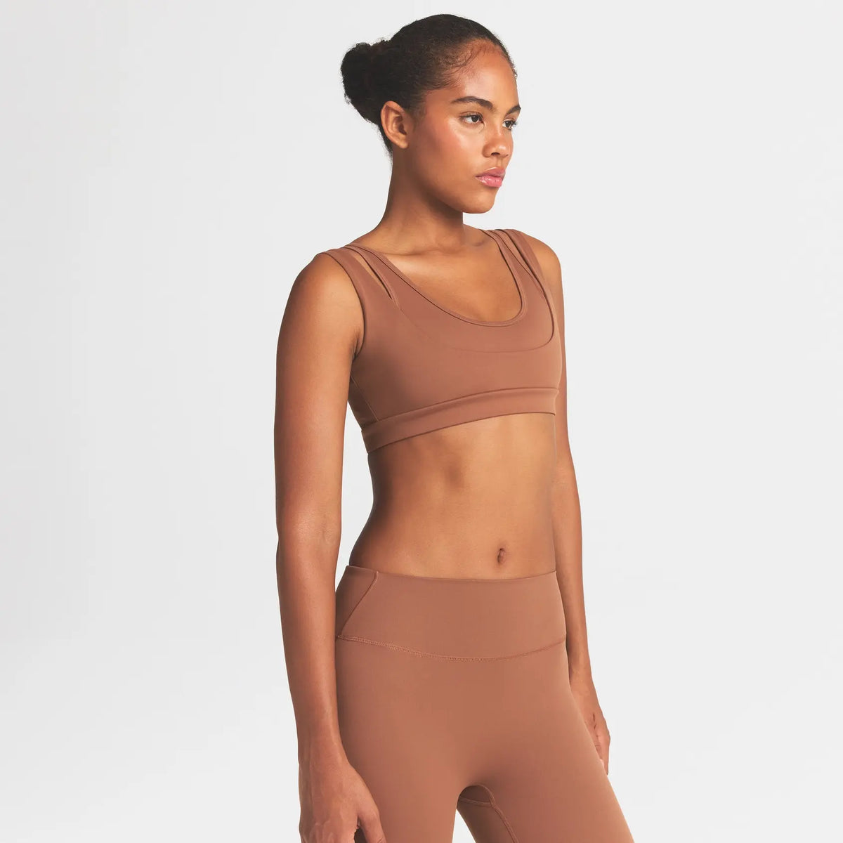 NikeSKIMS MATTE DOUBLE STRAP SCOOP BRA | CAROB BROWN