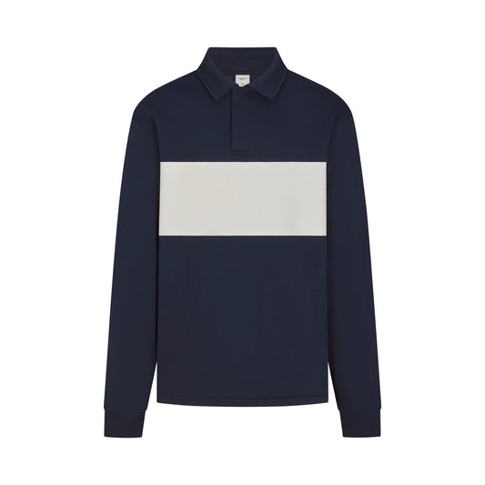 FLEECE LOUNGE MENS RUGBY POLO | NAVY