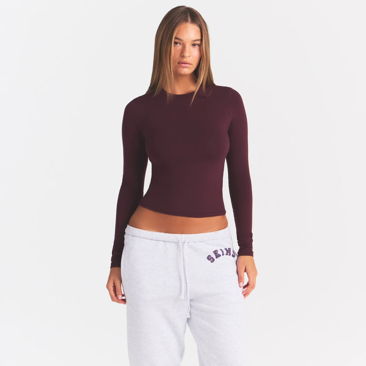 COTTON JERSEY LONG SLEEVE T-SHIRT | CURRANT