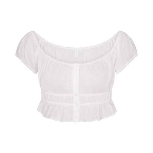 POPLIN APPAREL OFF THE SHOULDER TOP | SNOW