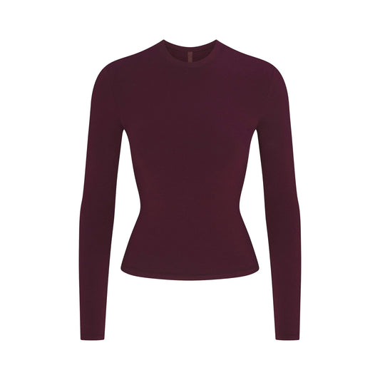 COTTON JERSEY LONG SLEEVE T-SHIRT | CURRANT
