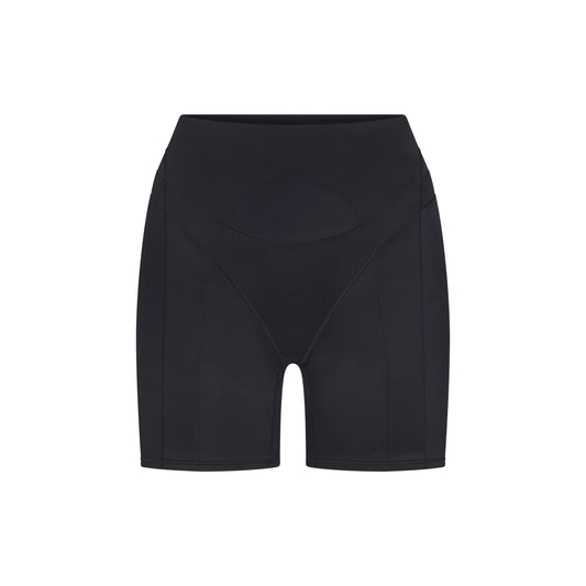 NikeSKIMS SATIN SHINE PANELED 5” BIKER SHORT | OBSIDIAN