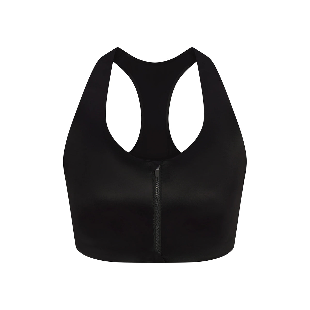 NikeSKIMS SATIN SHINE RACERBACK ZIP FRONT BRA | OBSIDIAN